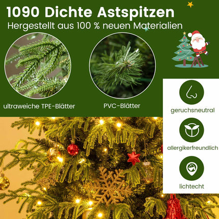 210 cm Künstlicher Weihnachtsbaum mit LED-Beleuchtung