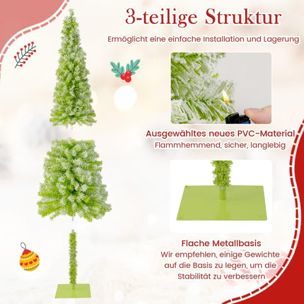 210 cm großer künstlicher Weihnachtsbaum mit Lichtern und Schnee