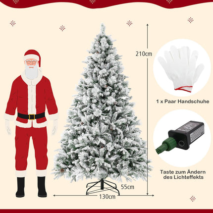 210 cm Artificial Christmas Tree with Snow & LED Lights