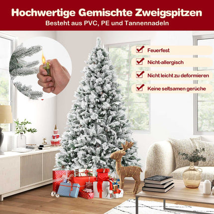 210 cm Artificial Christmas Tree with Snow & LED Lights