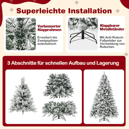 210 cm Artificial Christmas Tree with Snow & LED Lights