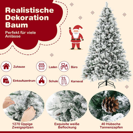 210 cm Artificial Christmas Tree with Snow & LED Lights