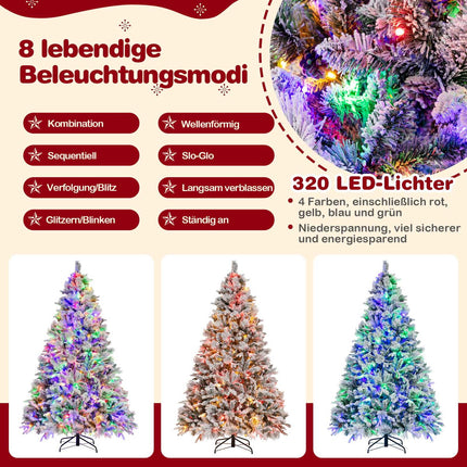 210 cm Artificial Christmas Tree with Snow & LED Lights