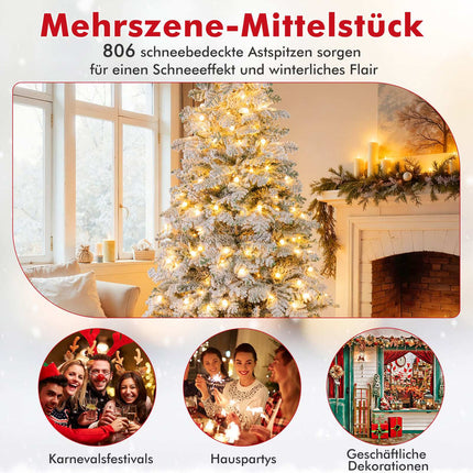 210 cm Artificial Christmas Tree with Snowy LED Lights