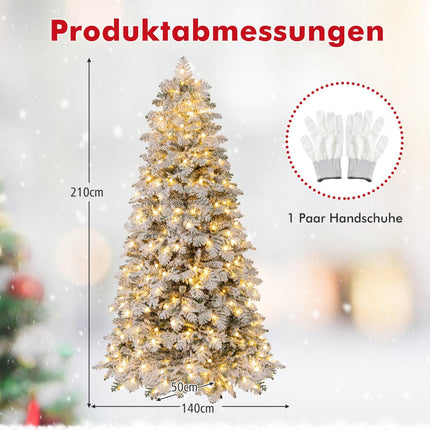 210 cm Artificial Christmas Tree with Snowy LED Lights