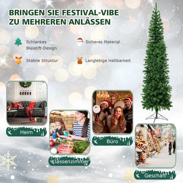210 cm halber Weihnachtsbaum mit 150 LED-Leuchten
