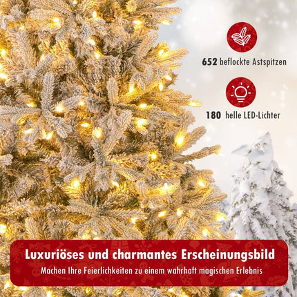 210 cm Pre-Lit Half Artificial Christmas Tree, Snow-Flocked