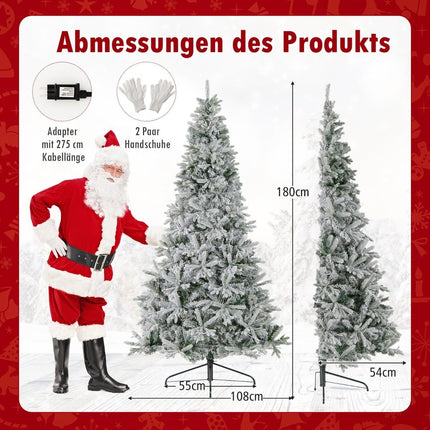 210 cm Pre-Lit Half Artificial Christmas Tree, Snow-Flocked