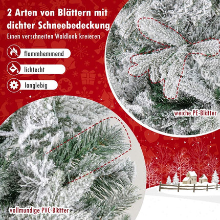 210 cm Pre-Lit Half Artificial Christmas Tree, Snow-Flocked