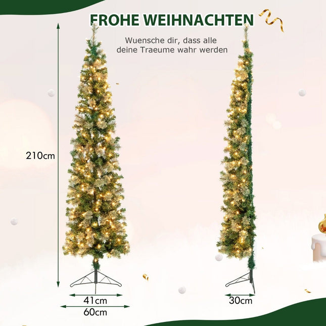 210 cm beleuchteter halber Weihnachtsbaum, halber künstlicher Baum
