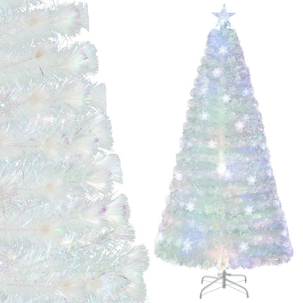 210 cm großer weißer künstlicher Weihnachtsbaum mit LED-Beleuchtung