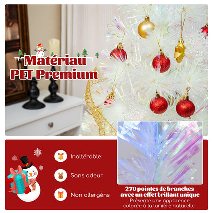 210 cm großer weißer künstlicher Weihnachtsbaum mit LED-Beleuchtung