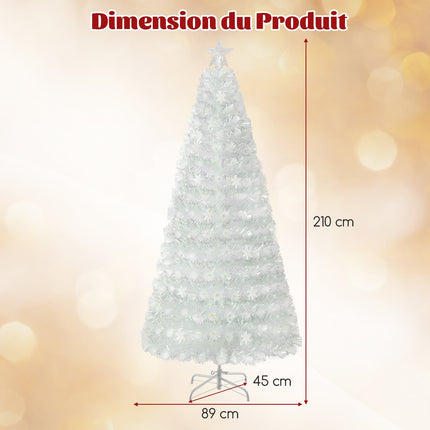 210 cm großer weißer künstlicher Weihnachtsbaum mit LED-Beleuchtung