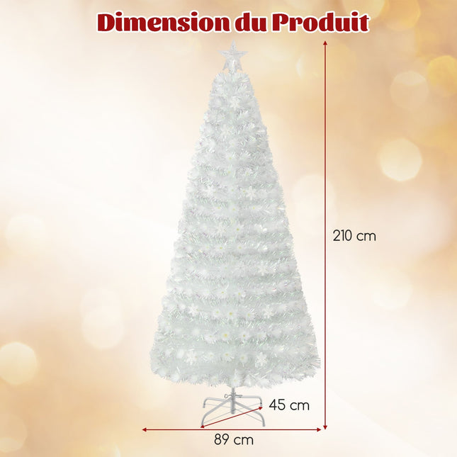 210 cm White Artificial Christmas Tree with LED Lights