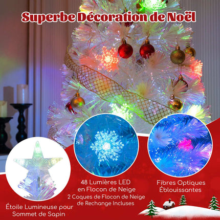 210 cm großer weißer künstlicher Weihnachtsbaum mit LED-Beleuchtung