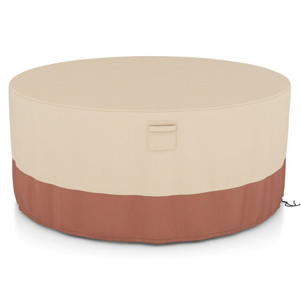 Ø 213 cm runde Terrassenmöbel-Abdeckung mit Lüftungsschlitzen &amp; Schnallen &amp; Kordeln beige