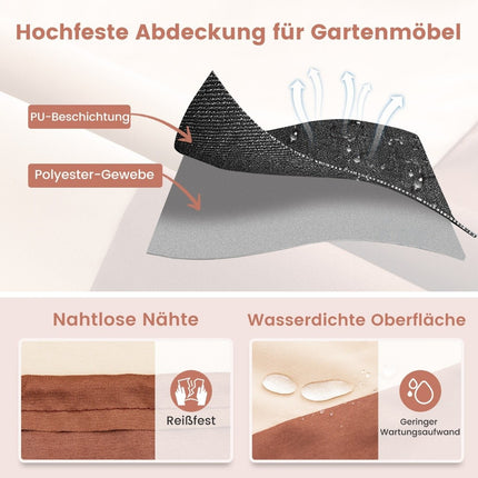 Ø 213 cm runde Terrassenmöbel-Abdeckung mit Lüftungsschlitzen &amp; Schnallen &amp; Kordeln beige