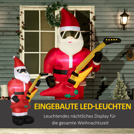 Aufblasbarer Weihnachtsmann mit Gitarre und LED-Beleuchtung, 215 cm, wasserdicht