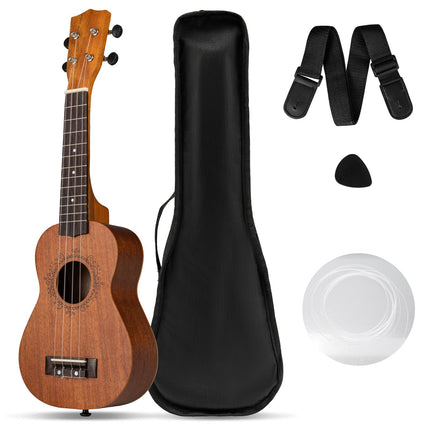 Mahagonové ukulele 21 palců, sada s obalem a příslušenstvím