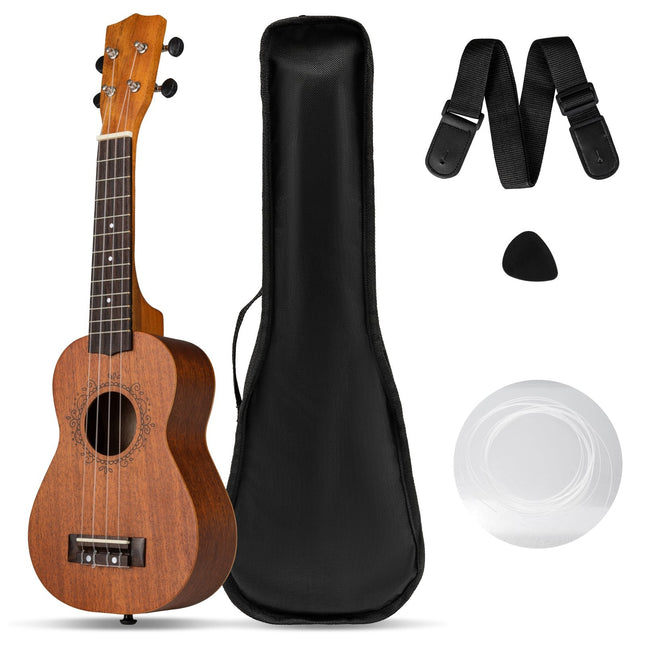 21-Zoll Mahagoni-Ukulelen-Set mit Tasche & Zubehör