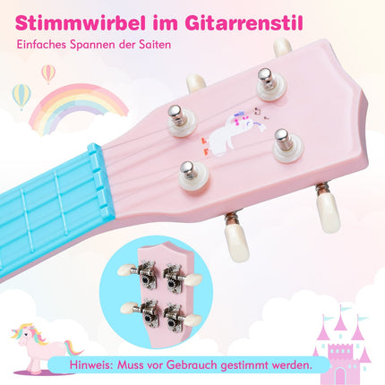 Růžové dětské ukulele 21 palců, nylonové struny, pro začátečníky