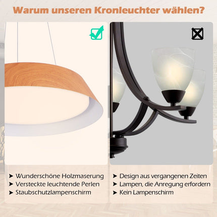 21W LED ceiling light energy saving ceiling lamp with wood grain metal frame natural