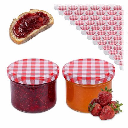 220 ml Twist-Off-Gläser, rot-weiße Deckel, 75er-Pack