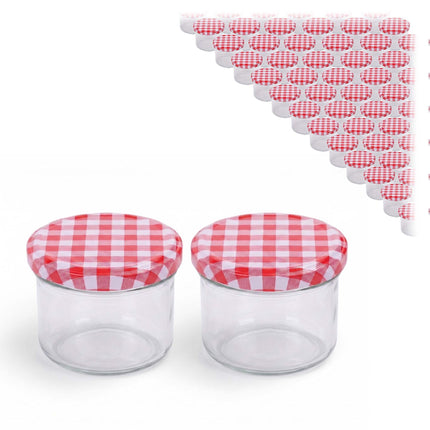 220 ml Twist-Off-Gläser, rot-weiße Deckel, 75er-Pack