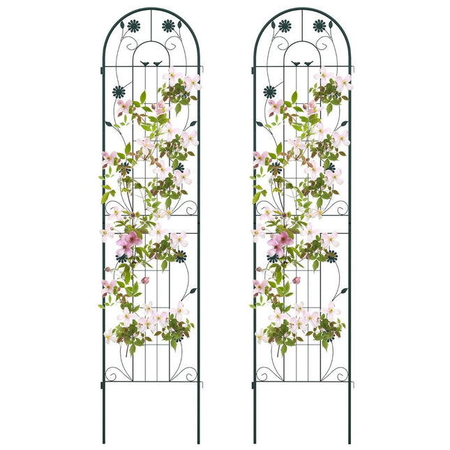 220 x 50 cm 2er Set Rankgitter Metall zum Stecken Deko Gartenzaun Freistehendes Rankgitter Grün