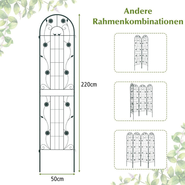 220 x 50 cm 2er Set Rankgitter Metall zum Stecken Deko Gartenzaun Freistehendes Rankgitter Grün