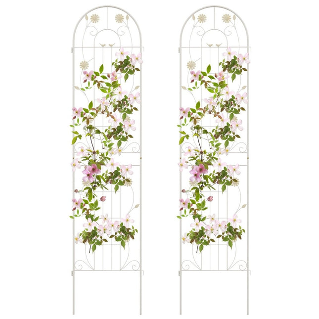 220 x 50 cm 2er Set Metall Rankgitter zum Stecken Deko Gartenzaun Freistehendes Rankgitter Weiß
