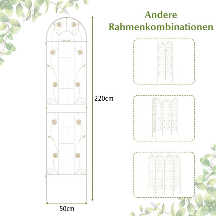 220 x 50 cm Set van 2 metalen trellis voor het bevestigen van decoratieve tuinhekken, vrijstaande trellis, wit