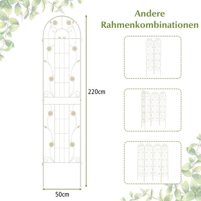220 x 50 cm 2er Set Metall Rankgitter zum Stecken Deko Gartenzaun Freistehendes Rankgitter Weiß