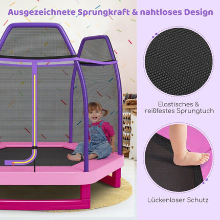 Trampoline de jardin Ø223cm avec filet de sécurité trampoline intérieur/extérieur pour enfants rose
