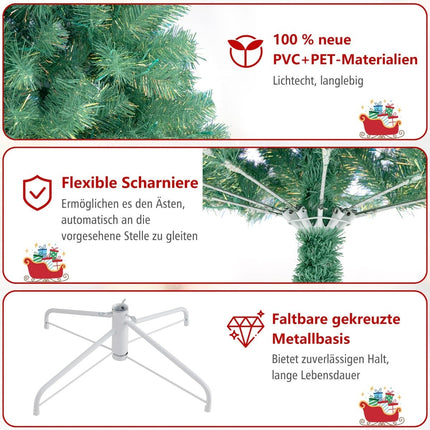 225 cm Artificial Christmas Tree with LED Lights, Green