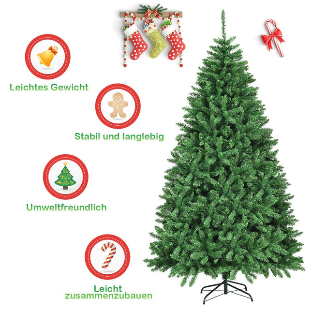 225 cm künstlicher Weihnachtsbaum mit Metallständer Kunstbaum Weihnachten grün