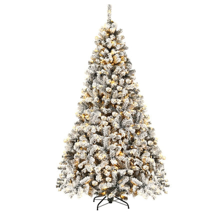 225cm Künstlicher Weihnachtsbaum mit Schnee und warmweißen LEDs