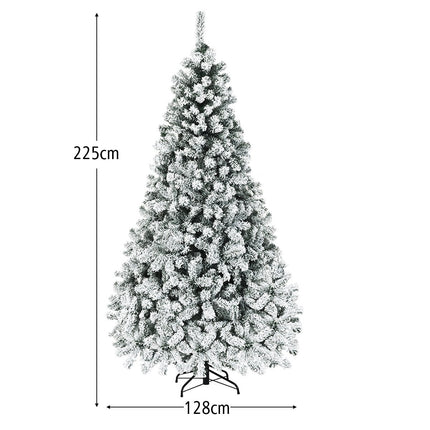 225cm Künstlicher Weihnachtsbaum mit Schnee und warmweißen LEDs