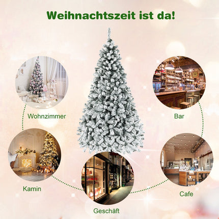 225cm Künstlicher Weihnachtsbaum mit Schnee und warmweißen LEDs
