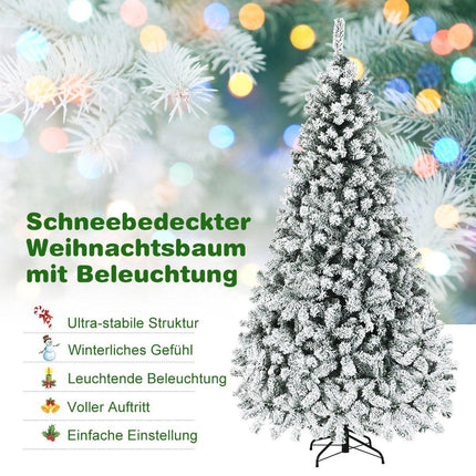 225cm Künstlicher Weihnachtsbaum mit Schnee und warmweißen LEDs