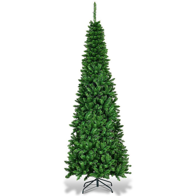 225 cm Weihnachtsbaum, hochwertige PVC-Nadeln, bleistiftförmiger Weihnachtsbaum, grün