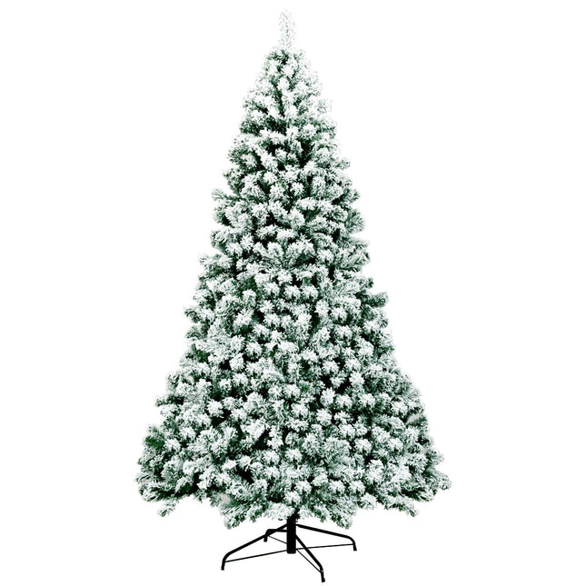 225 cm Vorgeschmückter verschneiter Weihnachtsbaum mit Metallständer