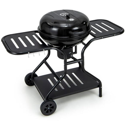 22-Zoll-Holzkohlegrill mit Rollen, 2-stufige Roste