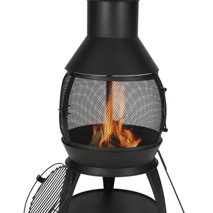 22-Inch Iron Wood-Burning Chiminea Fire Pit With Grill