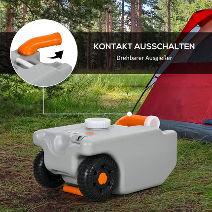 Tragbarer 22-Liter-Abwassertank auf Rollen mit Griff, Grau
