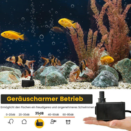 Mini pompe d'aquarium 22 W avec course de 2,2 m et câble d'alimentation de 1,83 m et pompe à eau à 3 buses 900 L/h