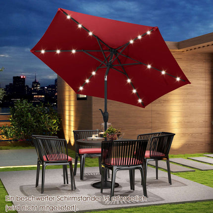 Zahradní slunečník 230 cm se solárními LED světly a klikou