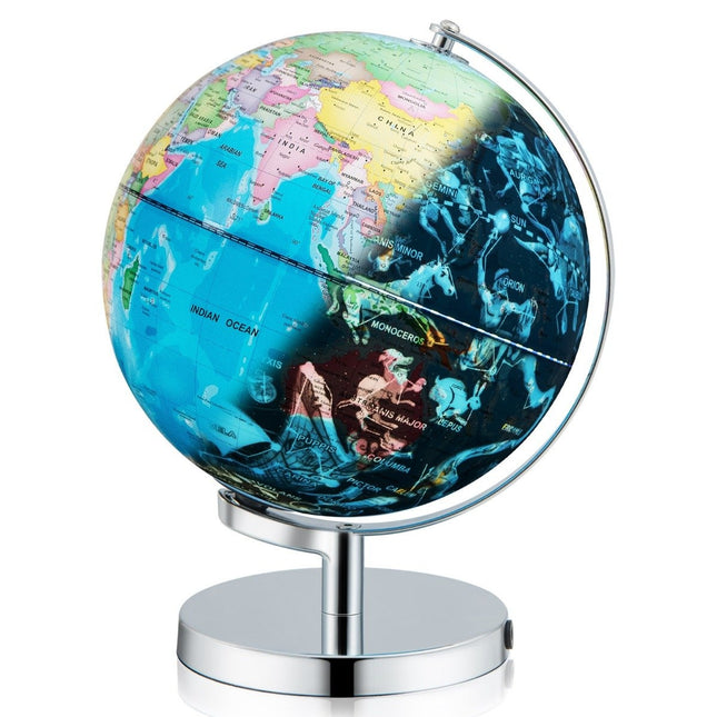 Ø 23 cm Leuchtglobus mit Metallfuß &amp; Licht &amp; englischer Landkarte &amp; Sternbildkarte
