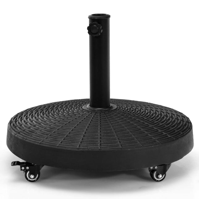 23 kg Umbrella Stand with Wheels, Resin Base, Black