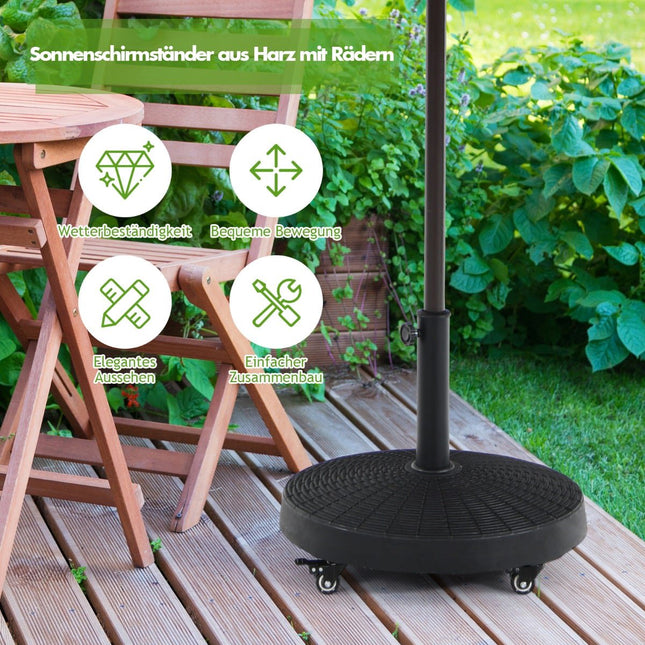 23 kg Umbrella Stand with Wheels, Resin Base, Black